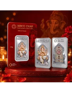 MMTC PAMP Colorful Lord Ganesha Silver Bar of 50 Gram in 999.9 Purity