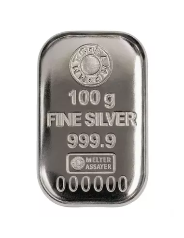 MMTC-PAMP Silver Casted Bar of 100 Gram in 999.9 Purity / Fineness in