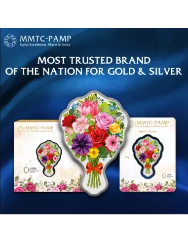 MMTC PAMP Bouquet of Flower Colored Silver Coin of 20 Gram in 999.9 Pu