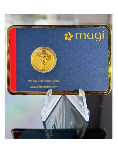 Magi Christ & Cross Gold Bar Of 100 Milligrams in 999 Purity Fineness