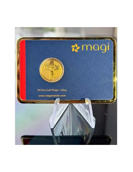 Magi Christ & Cross Gold Bar Of 100 Milligrams in 999 Purity Fineness