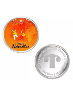 Tribhovandas Bhimji Zaveri & Sons Happy Navratri Color Silver Coin of 10 Grams in 999 Purity Fineness