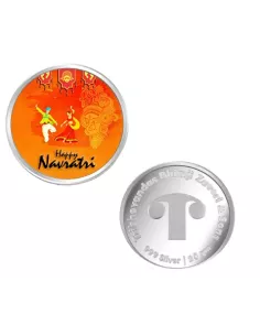 Tribhovandas Bhimji Zaveri & Sons Happy Navratri Color Silver Coin of 20 Grams in 999 Purity Fineness