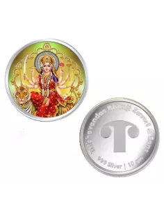 Tribhovandas Bhimji Zaveri & Sons Durga Mata Color Silver Coin of 10 Grams in 999 Purity Fineness