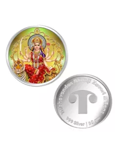 Tribhovandas Bhimji Zaveri & Sons Durga Mata Color Silver Coin of 20 Grams in 999 Purity Fineness