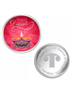 Tribhovandas Bhimji Zaveri & Sons Diwali Color Silver Coin of 10 Grams in 999 Purity Fineness