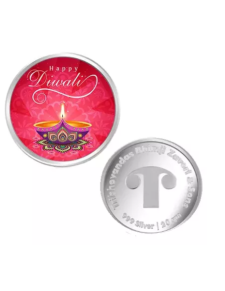 Tribhovandas Bhimji Zaveri & Sons Diwali Color Silver Coin of 20 Grams in 999 Purity Fineness