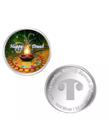 Tribhovandas Bhimji Zaveri & Sons Diwali Color Silver Coin of 20 Grams in 999 Purity Fineness