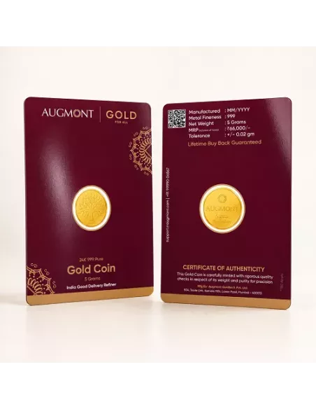 Augmont 5 gm Gold Coin 24Kt  in 999 Purity