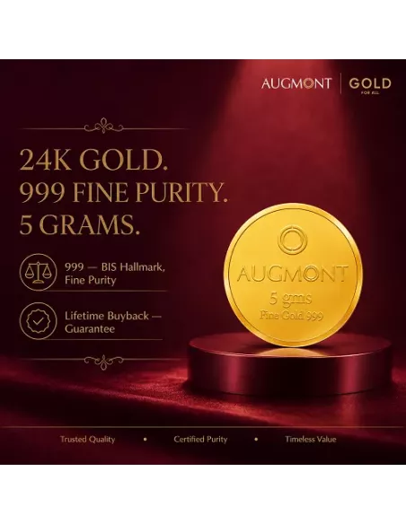 Augmont 5 gm Gold Coin 24Kt  in 999 Purity