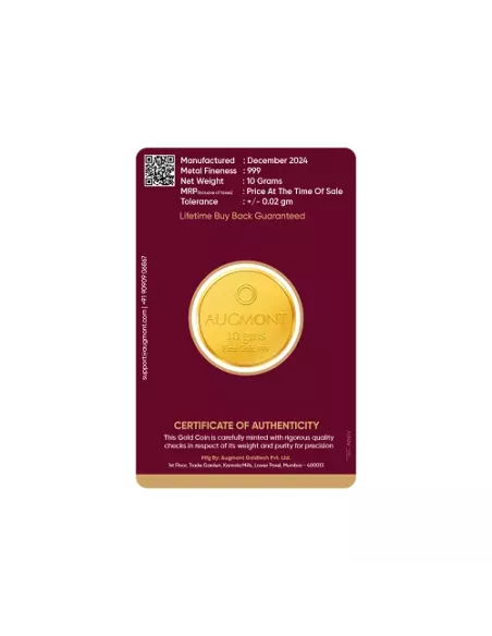 Augmont 10 gm Gold Coin 24Kt in 999 Purity