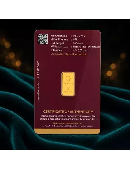 Augmont 1 gm Gold Bar 24k 999 purity