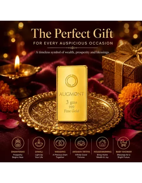 Augmont 3 gm Gold Bar 24Kt  in 999 Purity