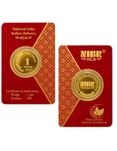 NIBR Gold Coins of 1 Grams in 24Kt 995 Purity / Fineness