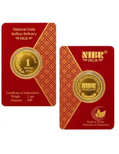 NIBR Gold Coins of 1 Grams in 24Kt 995 Purity / Fineness