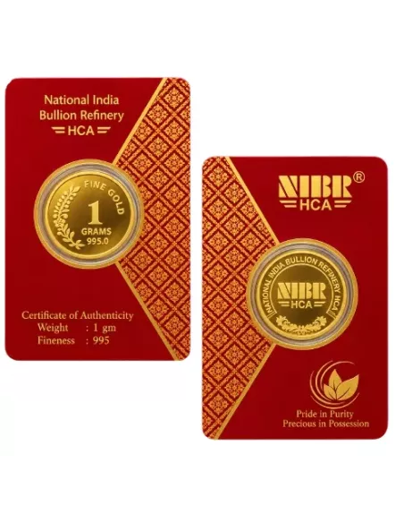 NIBR Gold Coins of 1 Grams in 24Kt 995 Purity / Fineness
