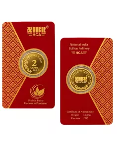 NIBR Gold Coins of 2 Grams in 24Kt 995 Purity / Fineness
