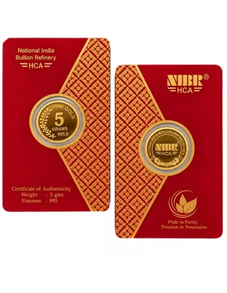 NIBR Gold Coins of 5 Grams in 24Kt 995 Purity / Fineness