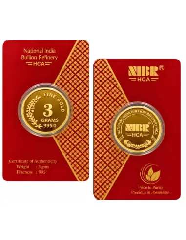 NIBR Gold Coins of 3 Grams in 24Kt 995 Purity / Fineness