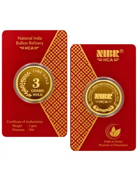 NIBR Gold Coins of 3 Grams in 24Kt 995 Purity / Fineness
