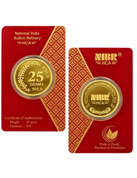 NIBR Gold Coins of 25 Grams in 24Kt 995 Purity / Fineness