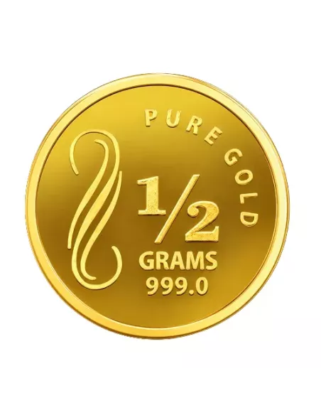NIBR Gold coin of 0.5 / Half Grams in 24Kt 999 Purity / Fineness