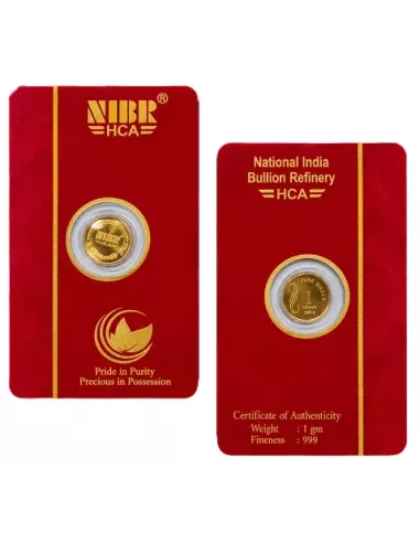 NIBR Gold coins of 1 Grams in 24Kt 999 Purity / Fineness