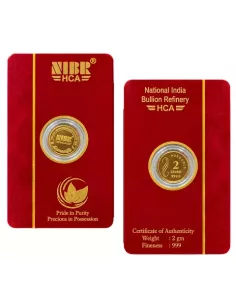 NIBR Gold coins of 2 Grams in 24Kt 999 Purity / Fineness
