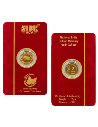 NIBR Gold coins of 2 Grams in 24Kt 999 Purity / Fineness