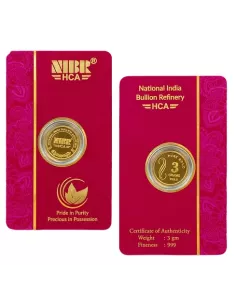 NIBR Gold coins of 3 Grams in 24Kt 999 Purity / Fineness