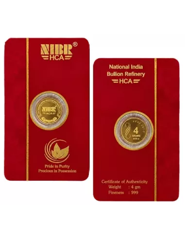 NIBR Gold coins of 4 Grams in 24Kt 999 Purity / Fineness