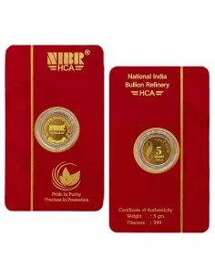 NIBR Gold coins of 5 Grams in 24Kt 999 Purity / Fineness