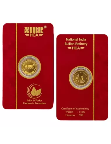 NIBR Gold coins of 5 Grams in 24Kt 999 Purity / Fineness