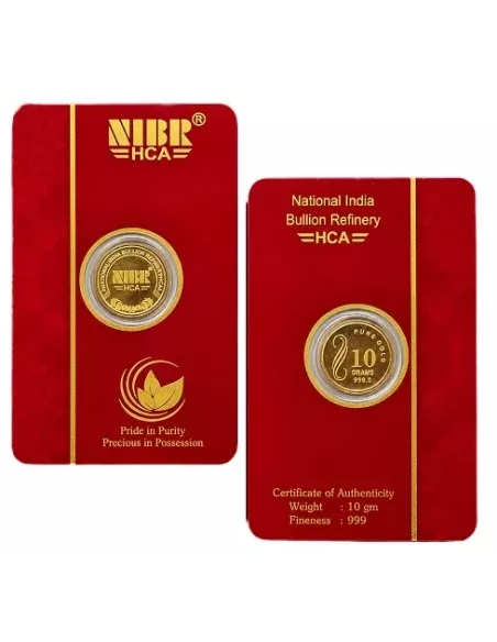NIBR Gold Coins Of 10 Grams in 24Kt 999 Purity / Fineness