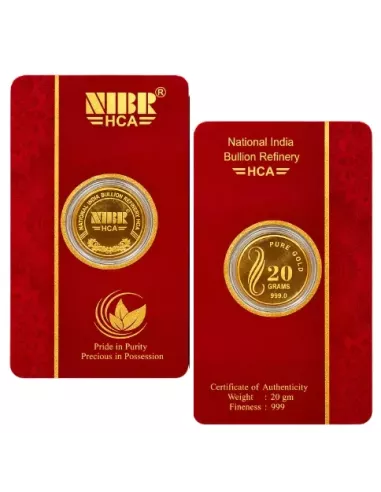 NIBR Gold Coins Of 20 Grams in 24Kt 999 Purity / Fineness
