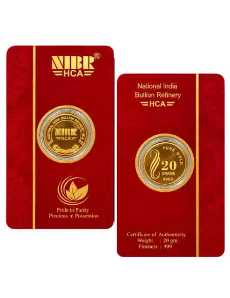NIBR Gold Coins Of 20 Grams in 24Kt 999 Purity / Fineness