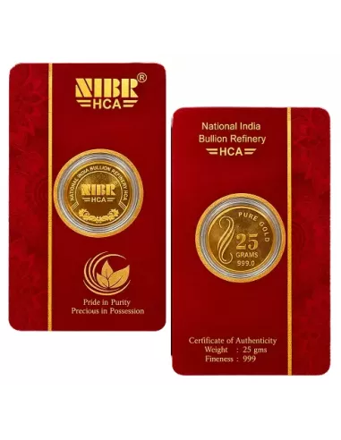 NIBR Gold Coins Of 25 Grams in 24Kt 999 Purity / Fineness