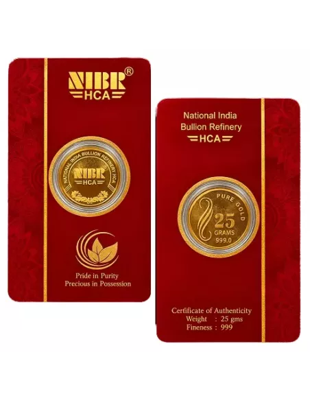 NIBR Gold Coins Of 25 Grams in 24Kt 999 Purity / Fineness