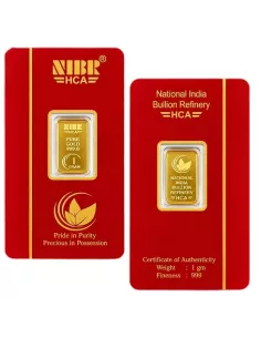 NIBR Gold Bar of 1 Grams in 24Kt 999 Purity / Fineness