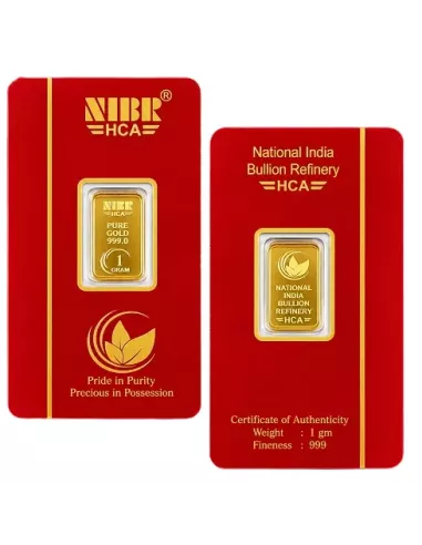 NIBR Gold Bar of 1 Grams in 24Kt 999 Purity / Fineness