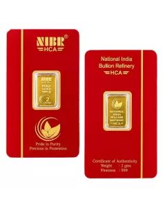 NIBR Gold Bar of 2 Grams in 24Kt 999 Purity / Fineness