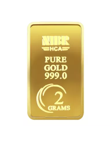 NIBR Gold Bar of 2 Grams in 24Kt 999 Purity / Fineness