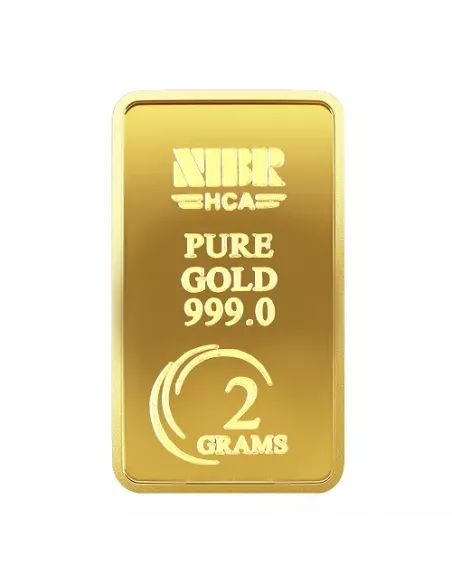 NIBR Gold Bar of 2 Grams in 24Kt 999 Purity / Fineness
