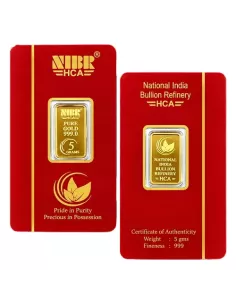 NIBR Gold Bar of 5 Grams in 24Kt 999 Purity / Fineness