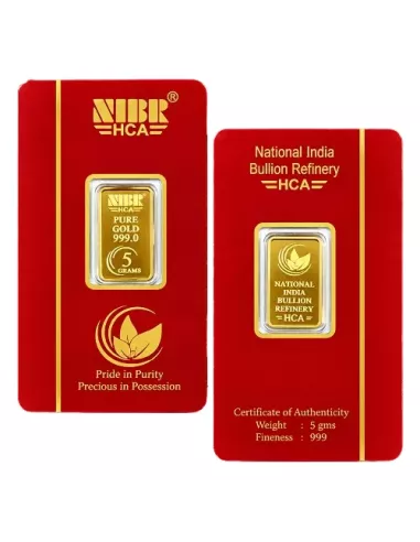 NIBR Gold Bar of 5 Grams in 24Kt 999 Purity / Fineness