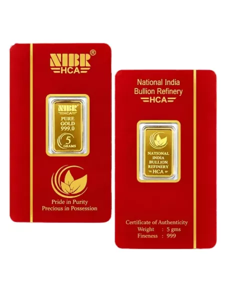 NIBR Gold Bar of 5 Grams in 24Kt 999 Purity / Fineness