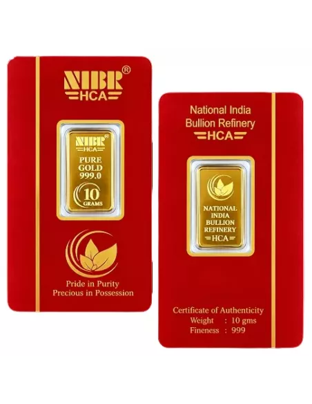 NIBR Gold Bar of 10 Grams in 24Kt 999 Purity / Fineness