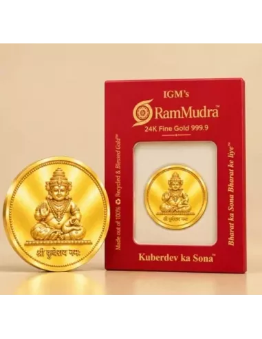 Ram Mudra By IGM Kuberdev Gold Coin of 10 Grams in 24 Karat  999.9 Pur