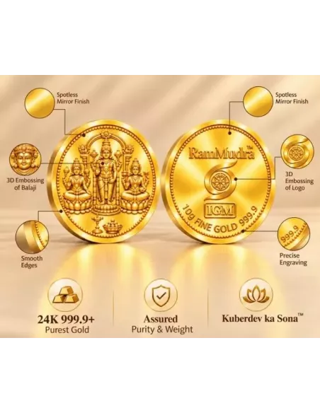 Ram Mudra By IGM Padmavatiji Balaji Lakshmiji Gold Coin of 10 Grams in