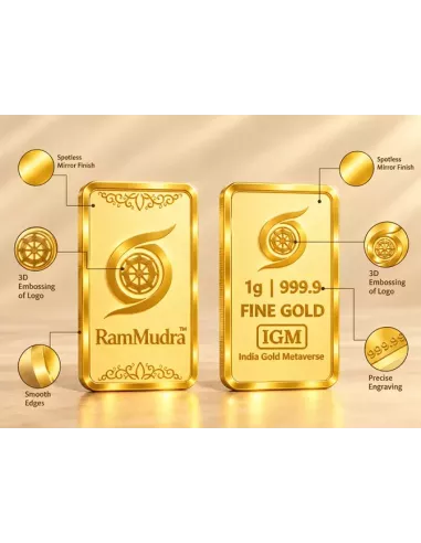 Ram Mudra By IGM Gold Bar of 1 Grams in 24 Karat 999.9 Purity / Finene